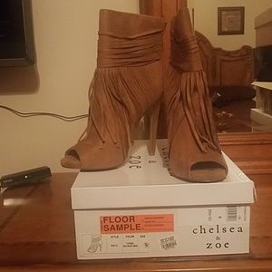 Fringe Peep Toe Booties